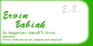 ervin babiak business card